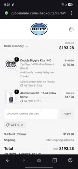 Get10 coupon verification screenshot