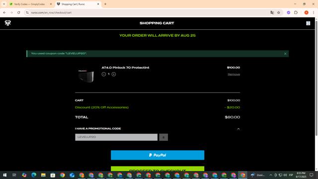 Ruroc checkout page showing Ruroc discount code box | Screenshot taken by SimplyCodes community member on Aug 18, 2025