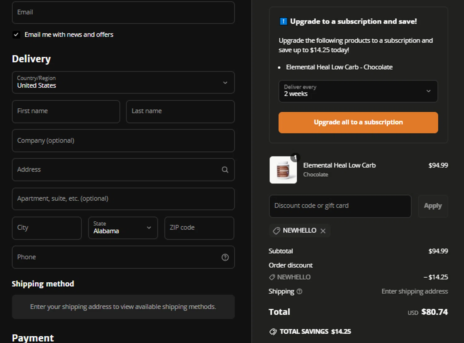 Ruscio Institute Online Store promo code screenshot showing code NEWHELLO applied at Ruscio Institute Online Store checkout page. Uploaded by SimplyCodes community member idkxxx on Jun 29, 2025