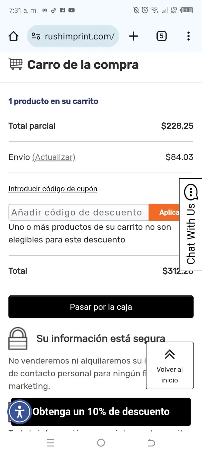 rushIMPRINT promo code screenshot showing code RUSH15 applied at rushIMPRINT checkout page. Uploaded by SimplyCodes community member FrugalAdmiral9980 on Jan 28, 2025