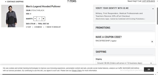 Russell Athletic checkout page showing Russell Athletic promo code box | Screenshot taken by SimplyCodes community member on May 10, 2025
