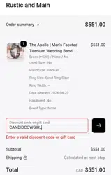 Rustic & Main coupon verification screenshot