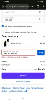 CANADA-VINTAGE6 coupon verification screenshot