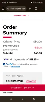 EO10IP56WK coupon verification screenshot
