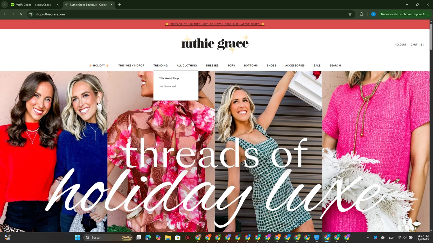 Ruthie Grace coupon code screenshot showing code REFERRALf8bf6aae441c applied at Ruthie Grace checkout page. Uploaded by SimplyCodes community member RewardVoyager146 on Dec 5, 2025