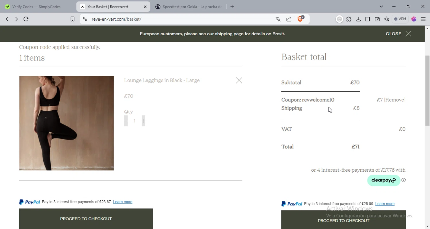 Rêve En Vert checkout page showing Rêve En Vert promo code box | Screenshot taken by SimplyCodes community member on Nov 18, 2024