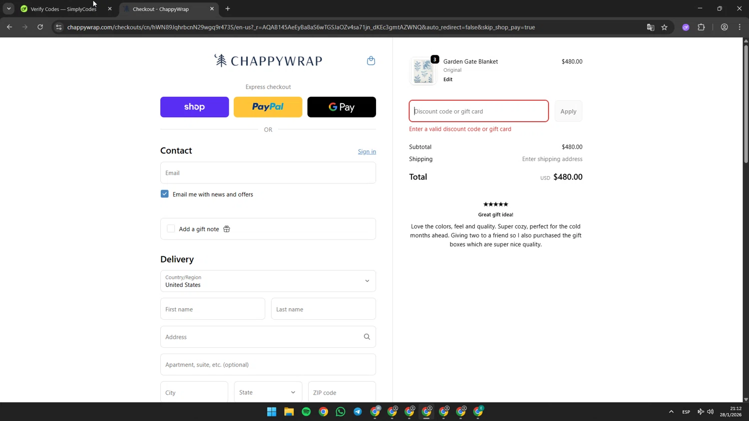 Rvinyl coupon code screenshot showing code WELCOME applied at Rvinyl checkout page. Uploaded by SimplyCodes community member batmann_28 on Jan 31, 2026