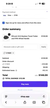 CYBERMONDAY coupon verification screenshot