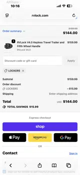 Lockers coupon verification screenshot