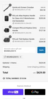 BOUNDLESS15 coupon verification screenshot