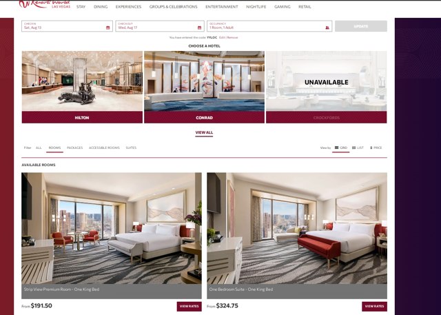Resorts World Las Vegas checkout page showing Resorts World Las Vegas promo code box | Screenshot taken by SimplyCodes community member on Aug 7, 2022