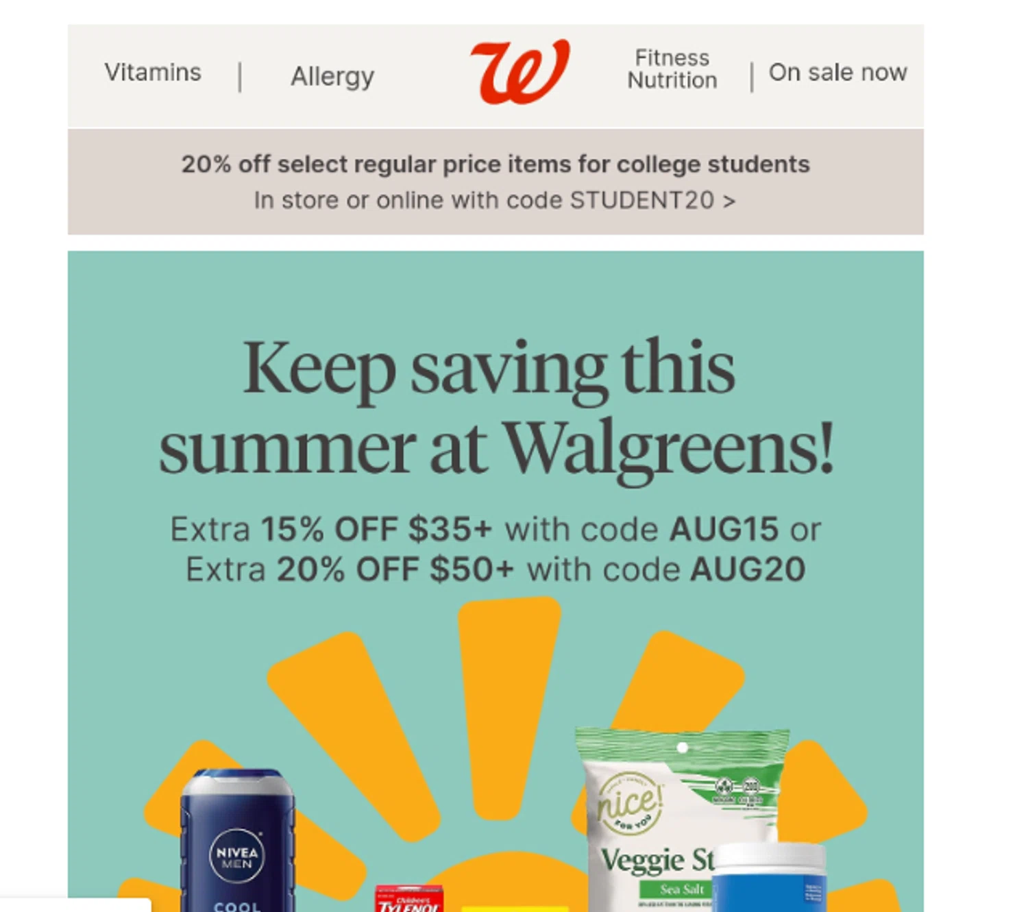 Walgreens coupon code screenshot showing code AUG15 applied at Walgreens checkout page. Uploaded by SimplyCodes community member ______ on Aug 20, 2025