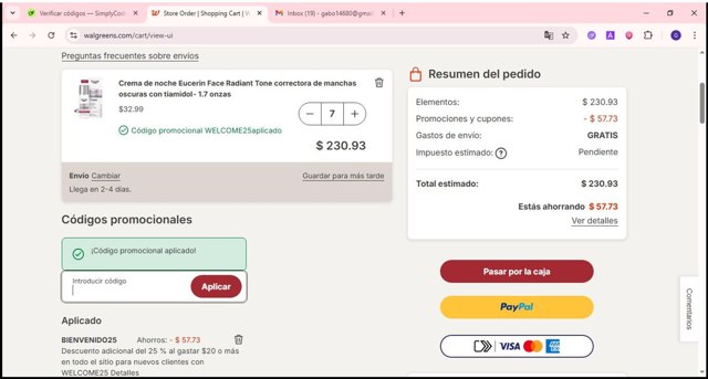 Walgreens checkout page showing Walgreens coupon code box | Screenshot taken by SimplyCodes community member on Aug 23, 2025
