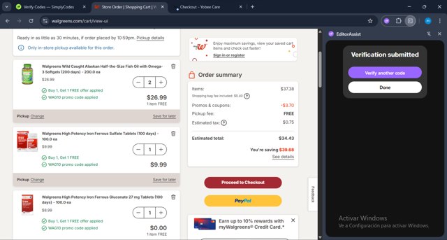Walgreens checkout page showing Walgreens coupon code box | Screenshot taken by SimplyCodes community member on Aug 27, 2025