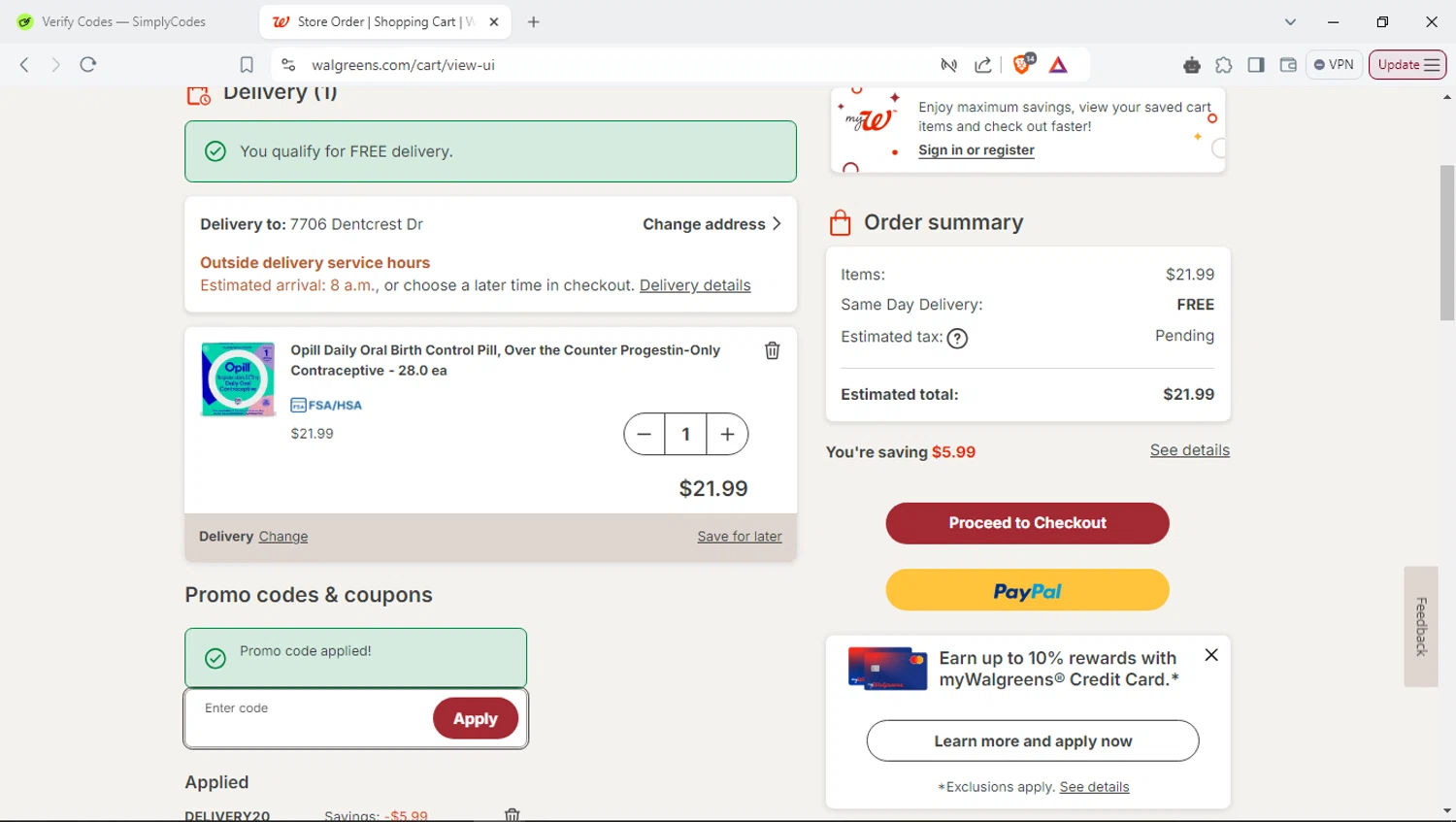 where to use Walgreens promo code box