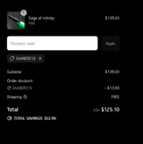 saabers15 coupon verification screenshot