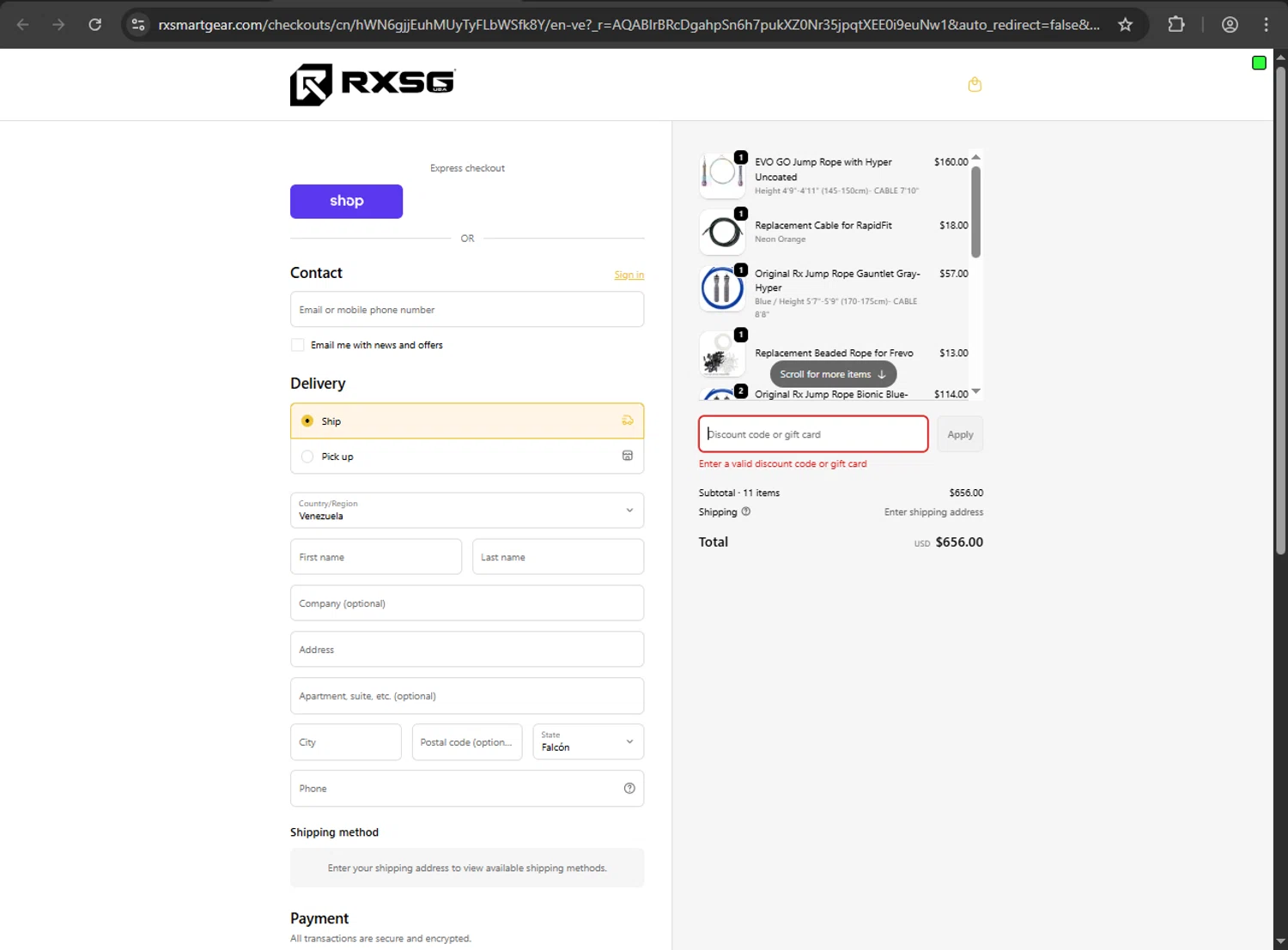 Rx Smart Gear discount code screenshot showing code RXG10 applied at Rx Smart Gear checkout page. Uploaded by SimplyCodes community member webiwabo on Dec 21, 2025