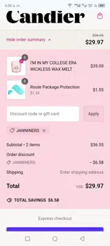 JANNINERS coupon verification screenshot