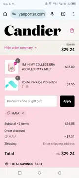 MAIA coupon verification screenshot