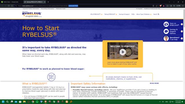 RYBELSUS checkout page showing RYBELSUS coupon code box | Screenshot taken by SimplyCodes community member on Apr 21, 2024
