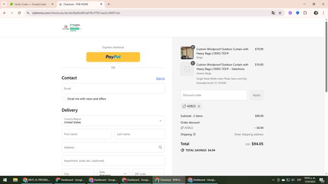 RYB HOME checkout page showing RYB HOME promo code box | Screenshot taken by SimplyCodes community member on Sep 15, 2025