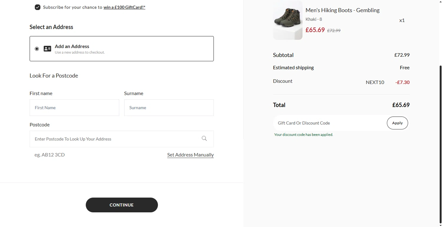 Rydale discount code screenshot showing code NEXT10 applied at Rydale checkout page. Uploaded by SimplyCodes community member DiscountTracker247 on Sep 2, 2025
