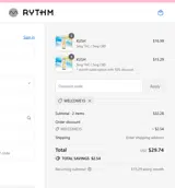 Rythm Drinks coupon verification screenshot