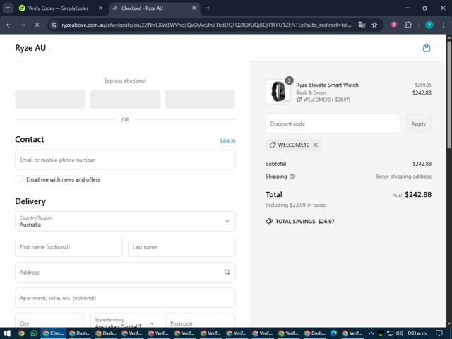 Ryze checkout page showing Ryze discount code box | Screenshot taken by SimplyCodes community member on Jun 17, 2025