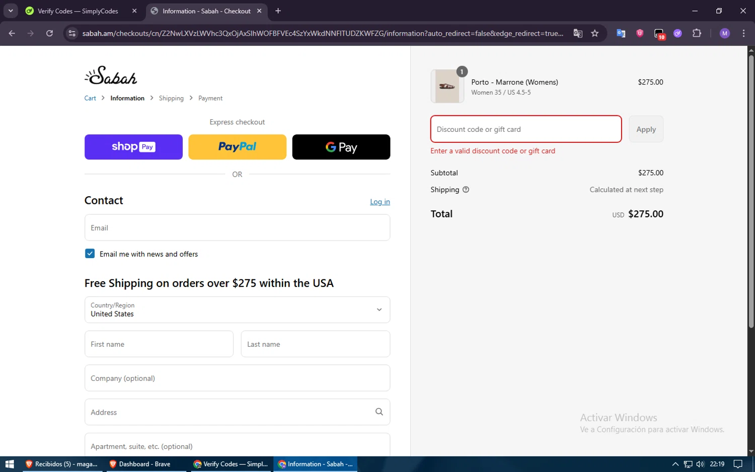 Sabah discount code screenshot showing code SABAHBABA applied at Sabah checkout page. Uploaded by SimplyCodes community member ShieldElite2370 on Jun 16, 2025