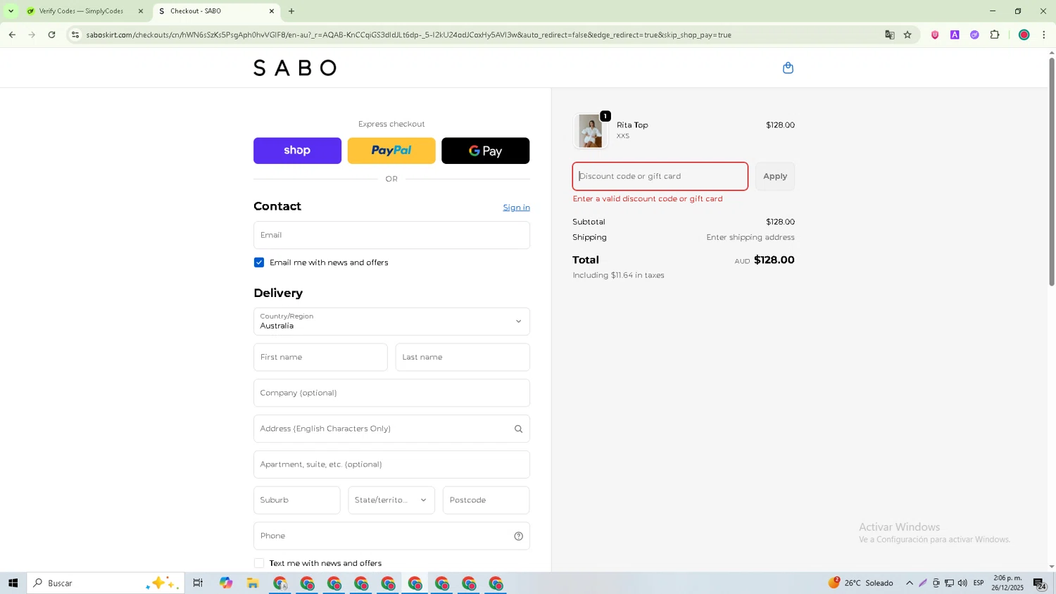 Sabo discount code screenshot showing code Boxing30 applied at Sabo checkout page. Uploaded by SimplyCodes community member Michael_Brown on Dec 26, 2025