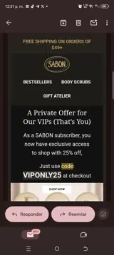 VIPONLY25 coupon verification screenshot