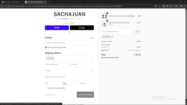 Sachajuan checkout page showing Sachajuan discount code box | Screenshot taken by SimplyCodes community member on Sep 2, 2025