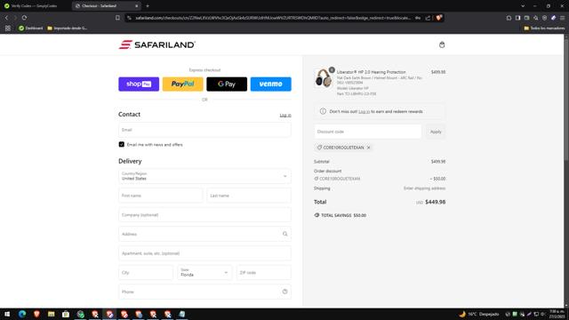 Safariland checkout page showing Safariland discount code box | Screenshot taken by SimplyCodes community member on Feb 27, 2025