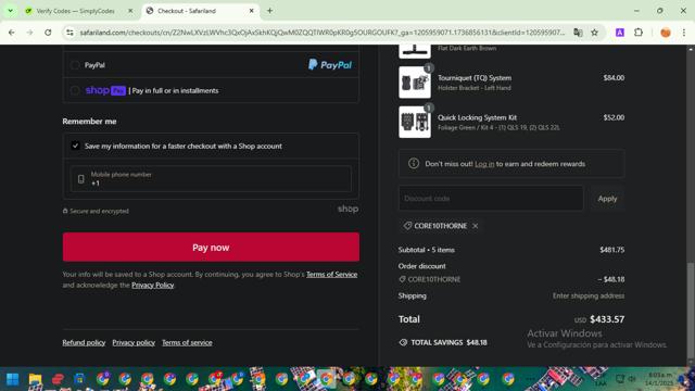 Safariland checkout page showing Safariland discount code box | Screenshot taken by SimplyCodes community member on Jan 14, 2025