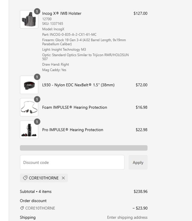 Safariland checkout page showing Safariland discount code box | Screenshot taken by SimplyCodes community member on Jan 14, 2025