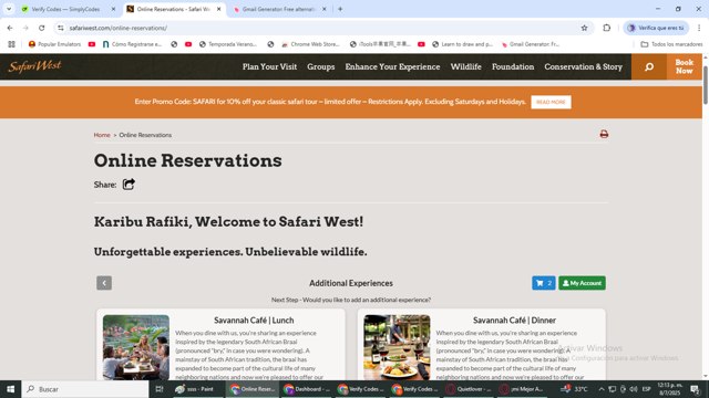 Safari West checkout page showing Safari West promo code box | Screenshot taken by SimplyCodes community member on Jul 8, 2025