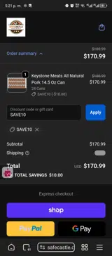 SAVE10 coupon verification screenshot