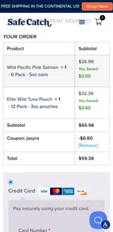 Jasyra coupon verification screenshot