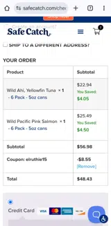 Elruthie15 coupon verification screenshot