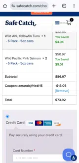 Amandajfriedl15 coupon verification screenshot