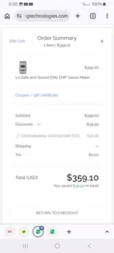 EM2SAFEMETER coupon verification screenshot