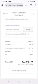 SAFETECH coupon verification screenshot
