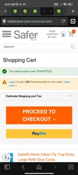 Safer Brand coupon verification screenshot