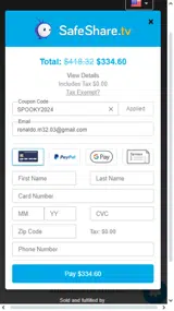 SafeShare.tv coupon verification screenshot