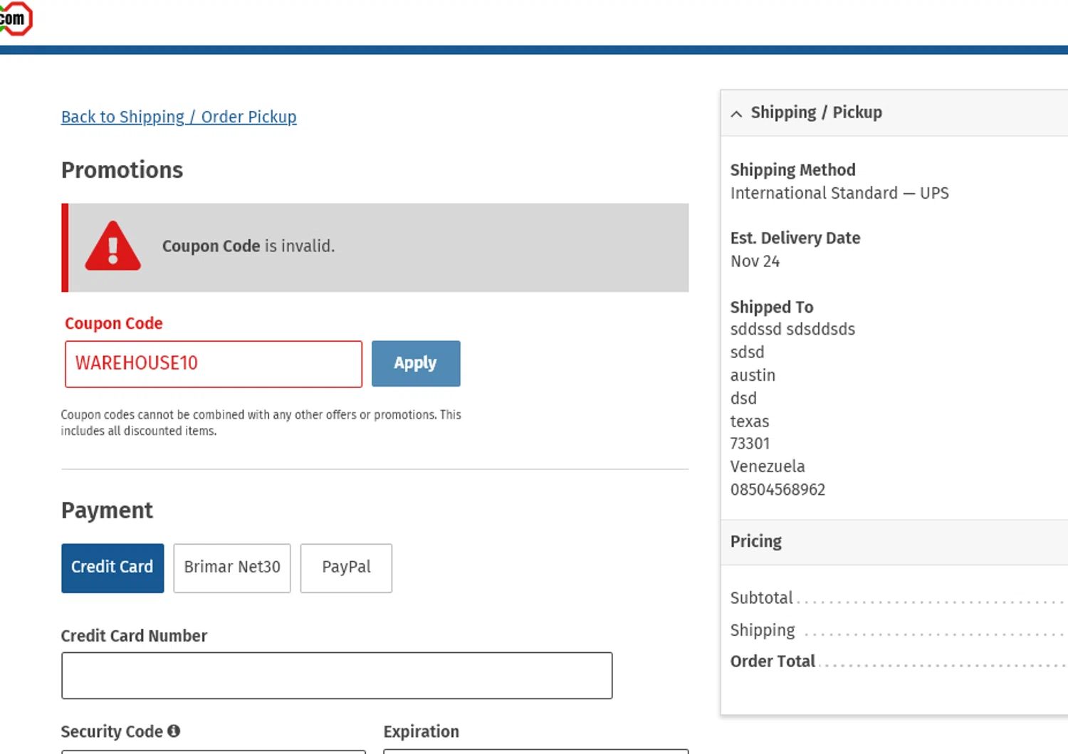 Safety Sign promo code screenshot showing code WAREHOUSE10 applied at Safety Sign checkout page. Uploaded by SimplyCodes community member LegendaryHero6995 on Nov 14, 2025