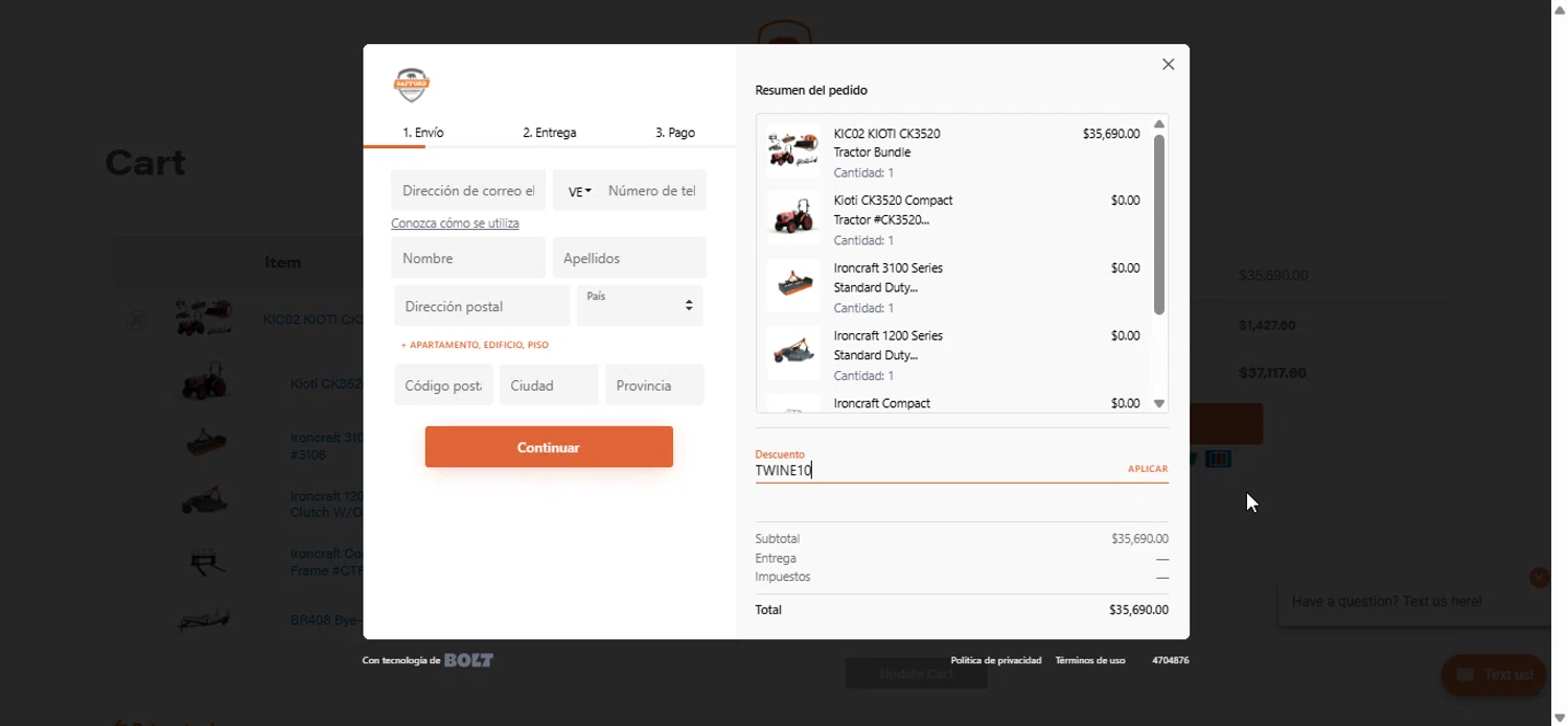 Safford Equipment checkout page showing Safford Equipment promo code box | Screenshot taken by SimplyCodes community member on Oct 15, 2025