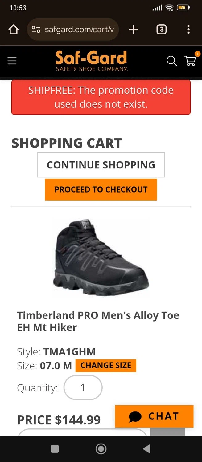 Saf-Gard promo code screenshot showing code SHIPFREE applied at Saf-Gard checkout page. Uploaded by SimplyCodes community member KimChrista_ on Mar 26, 2025