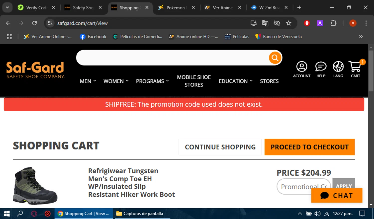 Saf-Gard promo code screenshot showing code SHIPFREE applied at Saf-Gard checkout page. Uploaded by SimplyCodes community member Sasuk3 on Feb 24, 2025