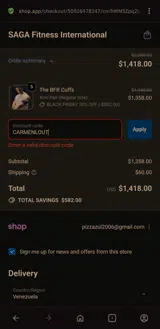 CARMENLOUT coupon verification screenshot