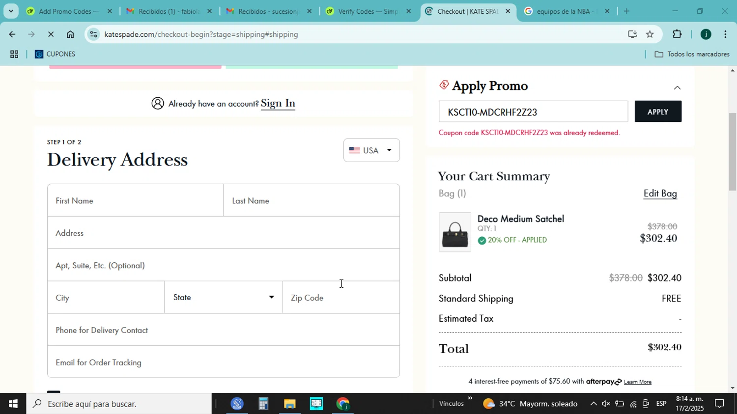 Sagan Life coupon code screenshot showing code water10 applied at Sagan Life checkout page. Uploaded by SimplyCodes community member jorgejavierherrera on Feb 17, 2025